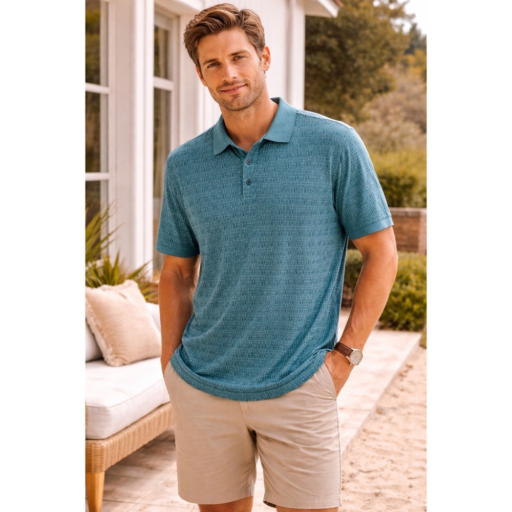 Vintage Dad Golf Shirt Arnold Palmer Teal Blue Grid Polo Classic Casual Large